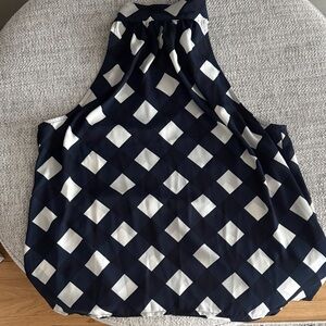 Navy and White Checkered Women's Top